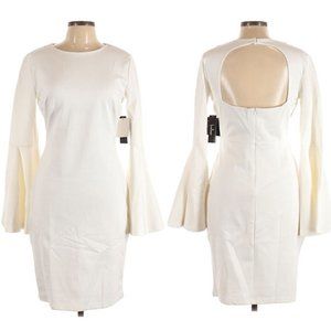 NWT Lulu's Bell Sleeve Dress White Cut Out Back XL